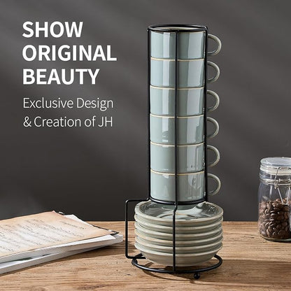 JIEMEI HOME Porcelain Stackable Espresso Cups - Image 7
