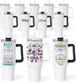 40 oz Sublimation Tumblers with White and Black Handle Lid and Straw 12 Pack Stainless Steel Double Wall Vacuum Insulated Travel Mug Cup Bulk Sublimation Blank for DIY Gift