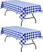 Checkered Tablecloth 2 Pack, 60 x 120 inch, Royal Blue and White | Waterproof by Hiasan