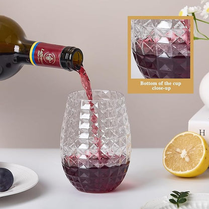 20 Pack Plastic Wine Glasses, 16Oz Disposable Wine Glasses Unbreakable Clear Plastic Cocktail Glasses Recyclable Shatterproof Reusable Wine Cups