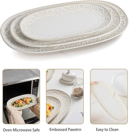 Serving Platters Set, Embossed Serving Trays - Image 7