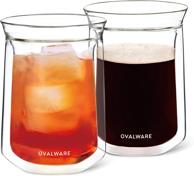 ovalware Double Wall Single Lip Insulated Glass Cup, Cocktails & All Beverages by Ovalware