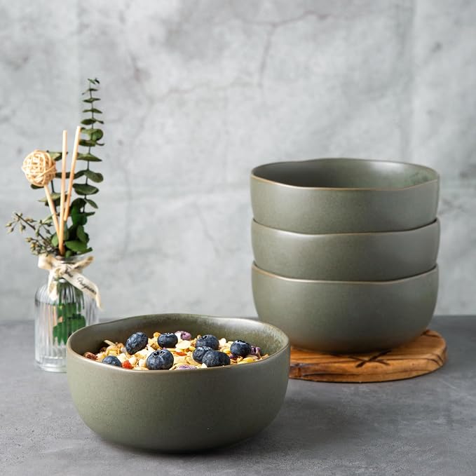 AmorArc Stoneware Cereal Bowls for Kitchen, 28oz Large Ceramic Soup Bowls Set - Image 5