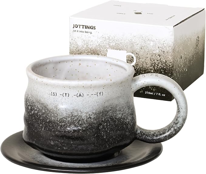 Jottings Ceramic Coffee Mug, Novelty Cappuccino Cup 7 oz, Stay | Funny Mug and by Jottings