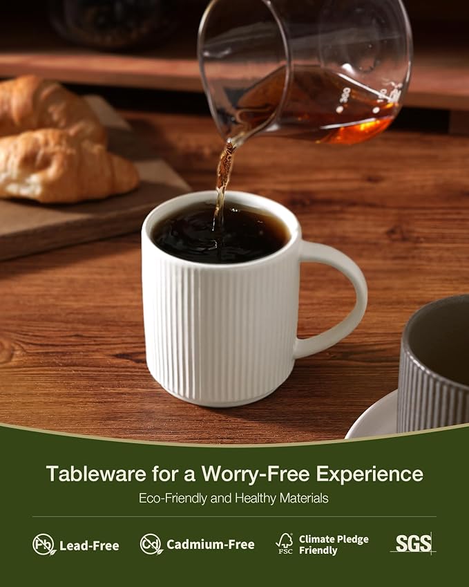 famiware Coffee Mug Set for 8, Star 12 oz Catering Mugs Cup Set - Image 2