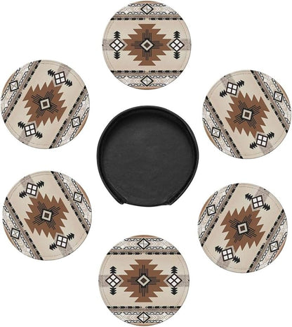 6 Pcs Native American Indians of The American Southwest Leather Coasters - Image 6