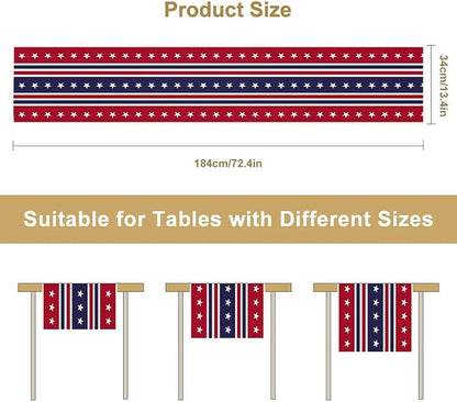 4th of July Table Runner, USA Flag Stars Stripes American Independence Day Red - Image 8