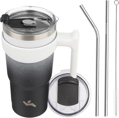 Konokyo 20 oz Tumbler with Handle and Straw, Insulated Travel Mug | Day Night; by Konokyo