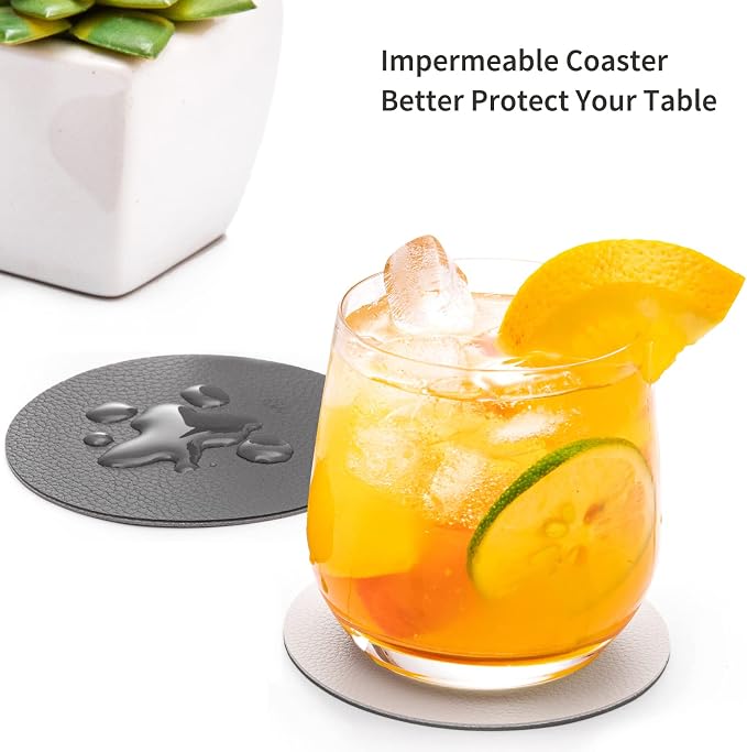 Faux Leather Drink Coasters - Image 2