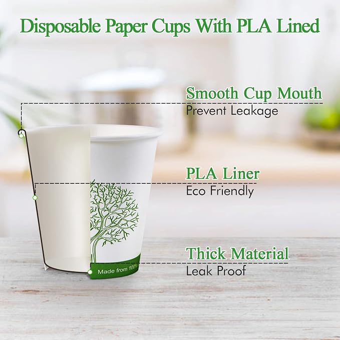 ECOLipak 500 Count 4 oz Compostable Paper Cups, Disposable Paper Coffee Cup | - Image 2