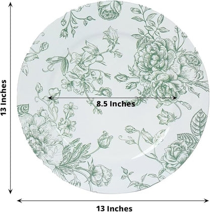 Efavormart 6 Pack Floral Acrylic Charger Plates in French Toile Pattern - Image 2
