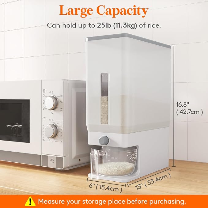 Lifewit Rice Dispenser 25 Lbs, Airtight Storage - Image 3