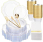 350Pcs Clear and Gold Plastic Plates by WDF