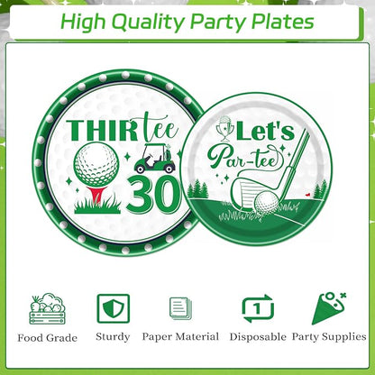 Rakuto Golf 30th Birthday Party Decorations 96PCS Plates Napkins Forks | Golf - Image 3