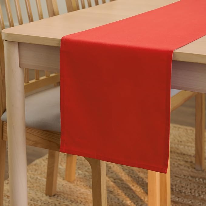 Encasa XO Table Runner, Cotton Canvas Dining Runner 13"x104" | Brick, 180 GSM by EncasaXO