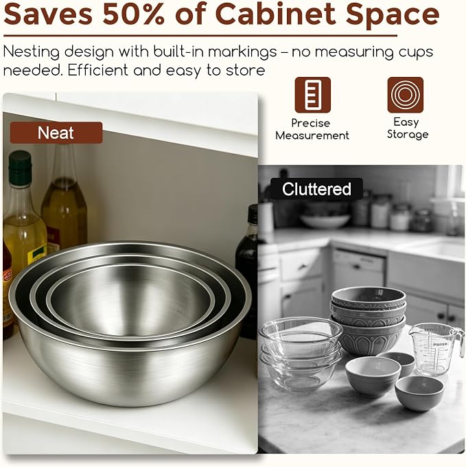 Gronivex Stainless Steel Mixing Bowls Set, 3-Piece | Food-Grade Metal, - Image 6