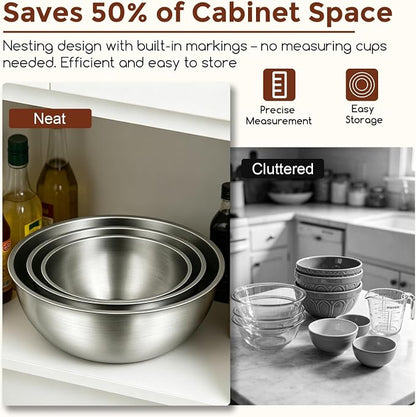 Gronivex Stainless Steel Mixing Bowls Set, 3-Piece | Food-Grade Metal, - Image 6