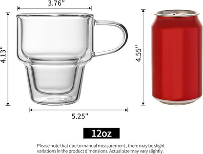 NIRA.Z 4 Pack Double Wall Glass Coffee Mugs 12 OZ Insulated Espresso Cups - Image 3