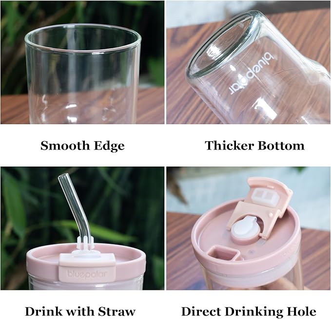 Glass Cups with Lids and Straws, 16oz/480mll Reusable Iced Coffee Glasses & - Image 5