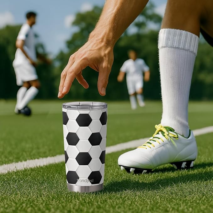 SANDJEST Soccer Tumbler 20oz Stainless Steel Insulated, Travel Coffee Cup - Image 7