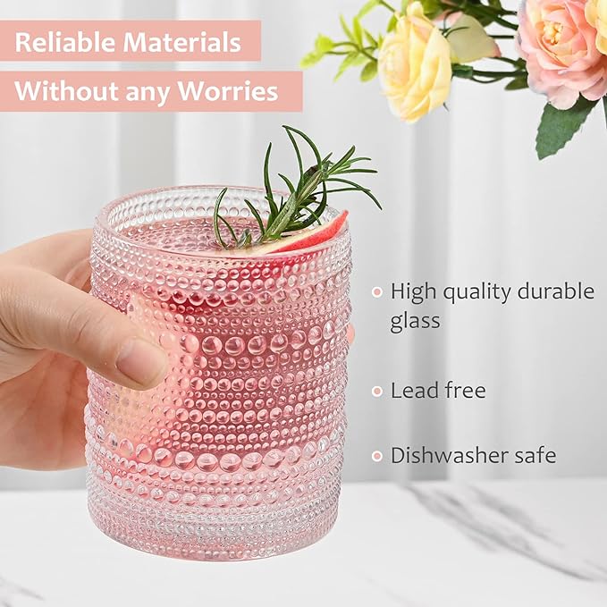 ZMOWIPDL Drinking Glasses Set of 6, 12oz Clear Hobnail Glass Cups | Vintage - Image 6