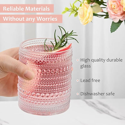 ZMOWIPDL Drinking Glasses Set of 6, 12oz Clear Hobnail Glass Cups | Vintage - Image 6