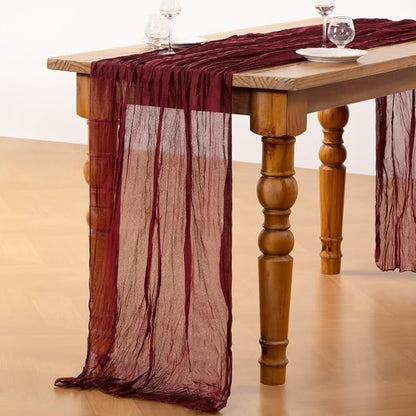 DeZerlor Burgundy Cheesecloth Table Runners 10 Pack Christmas Runners | - Image 5