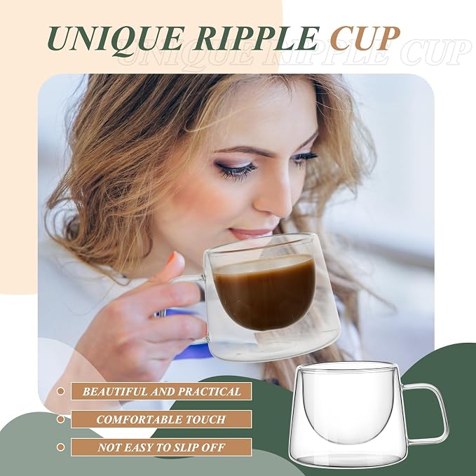 Rtteri 6.7 oz Double Wall Glass Coffee Mugs Set of 6 Espresso Mugs - Image 5