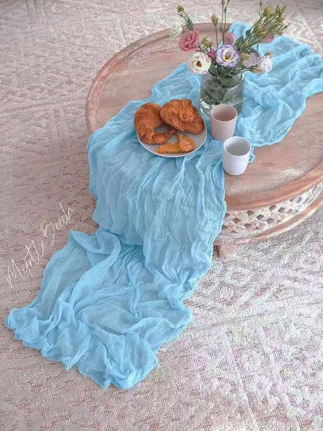 6Pack Baby Blue Cheesecloth Table Runner 17x108 inch Baby Blue Table Runner | - Image 7