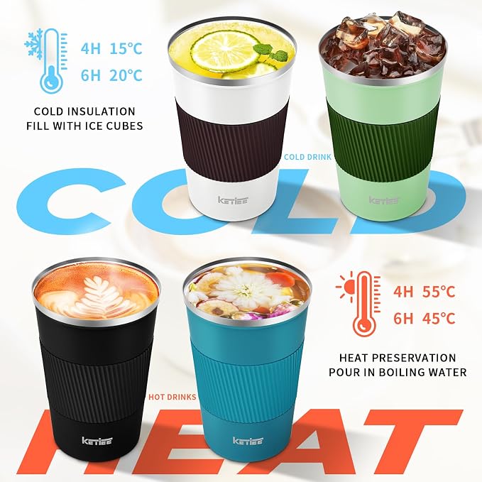 KETIEE Travel Coffee Mug 12oz: Reusable Insulated Coffee Cup - Image 3