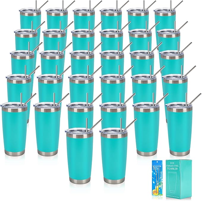 IEOVIEE 32 Pack 20oz Stainless Steel Insulated Bulk Tumblers by IEVOIEE