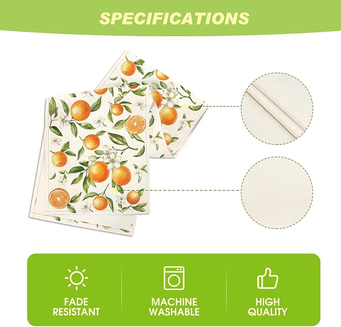 Artoid Mode Orange Wildflowers Leaves Summer Table Runner, Seasonal Spring - Image 5