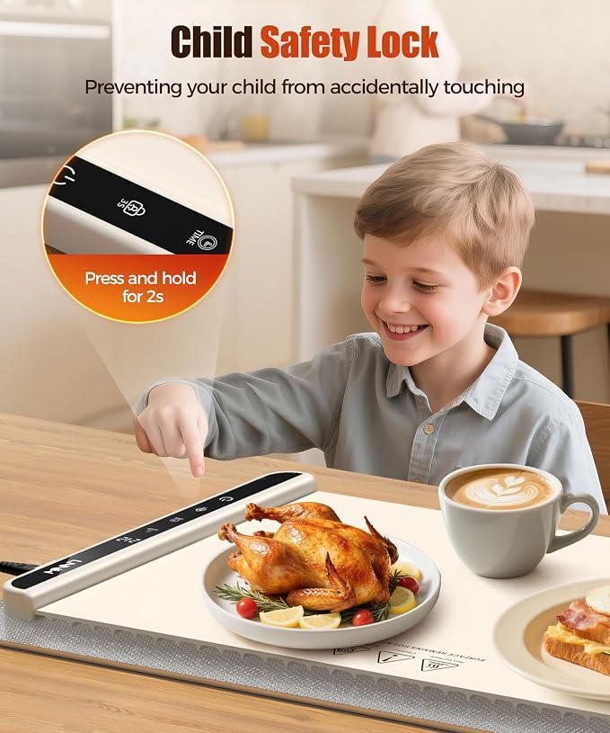 Warming Mat for Food, 46x15 Inch, Off White, Fast Heat, Child Lock | Includes - Image 7