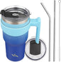 Konokyo 30 oz Tumbler with Handle and Straw, Insulated Travel Mug | Sky; by Konokyo