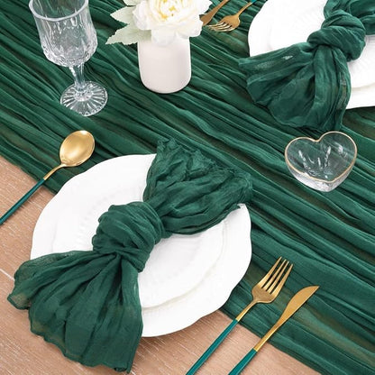 Emerald Green Cheesecloth Table Runner 10ft Boho Sheer Gauze Runner | - Image 5