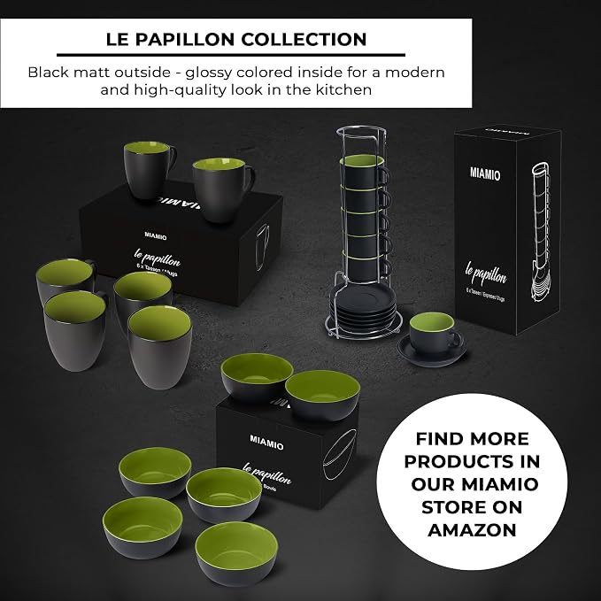 MIAMIO - 2.5 oz Espresso Cup Set - Ceramic Coffee Mug Stackable Espresso Mug - Image 7
