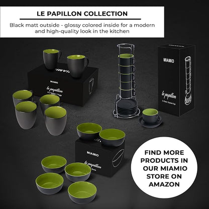 MIAMIO - 2.5 oz Espresso Cup Set - Ceramic Coffee Mug Stackable Espresso Mug - Image 7