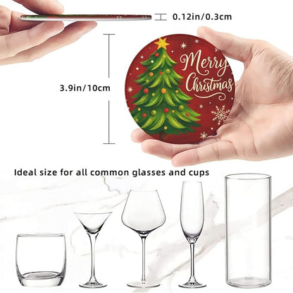 Merry Christmas Green Tree Coasters - Image 3