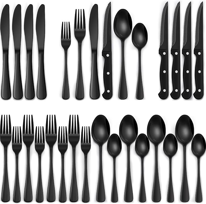 EWFEN 24-Piece Black Silverware Set by EWFEN