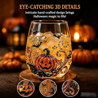 3D Halloween Artisan Glassware Collection, Handleless Glass Cups - Image 4