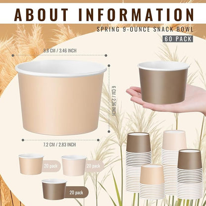 Jingmore Paper Ice Cream Cups 9oz Colored Disposable Dessert Bowls - Image 2