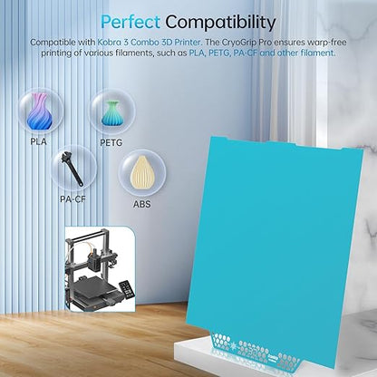 BIQU CryoGrip Pro Glacier Panda Build Plate for Kobra 3 Combo 3D Printer 250x250mm Double Sided Upgrade Build Plate Removable Surface Platform