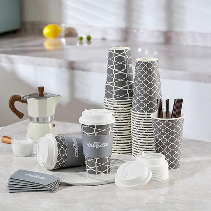 JOLLY PARTY 16 oz Paper Coffee Cups, Disposable Coffee Cups - Image 3