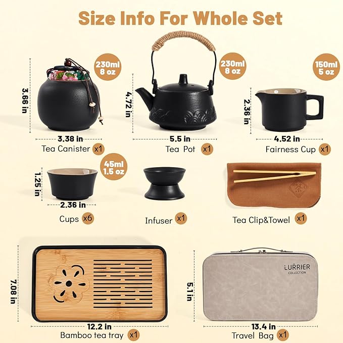 LURRIER Gongfu tea sets, Portable Ceramic TeaSet, Asian Tea sets - Image 2