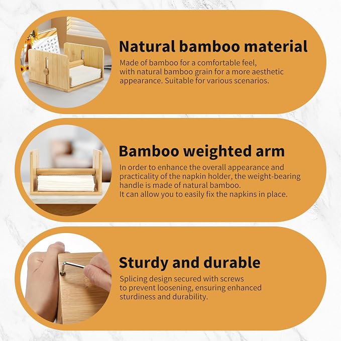 Bamboo Napkin Holder for Table, Square Napkin Holder - Image 4
