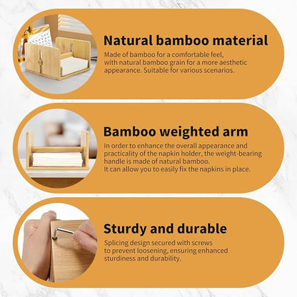 Bamboo Napkin Holder for Table, Square Napkin Holder - Image 4