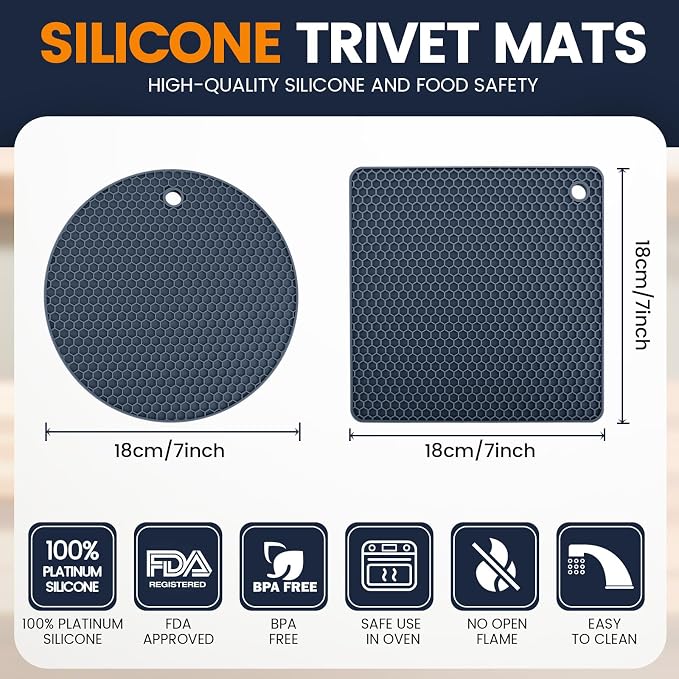 Silicone Trivet Mats 4 Heat Resistant Pot Holders Multipurpose Non-Slip Hot Pads - Image 2