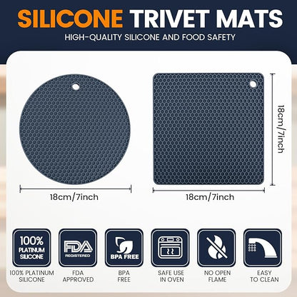 Silicone Trivet Mats 4 Heat Resistant Pot Holders Multipurpose Non-Slip Hot Pads - Image 2