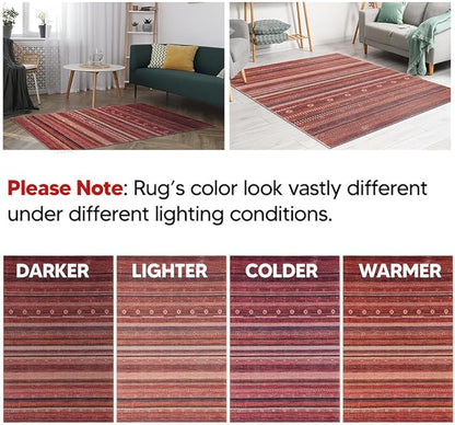 Keen Home Design 5x7 Rug - Machine Washable Area Rug with Non-Slip Backing, Ideal for Living Room, Dining Room, Bedroom - Vintage, Easy Clean, Durable, Low Pile Rug - (5' x 7')