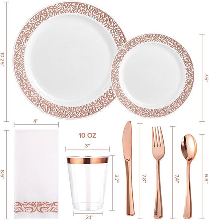 FOCUSLINE 350 Ct Rose Gold Dinnerware Set - Image 2
